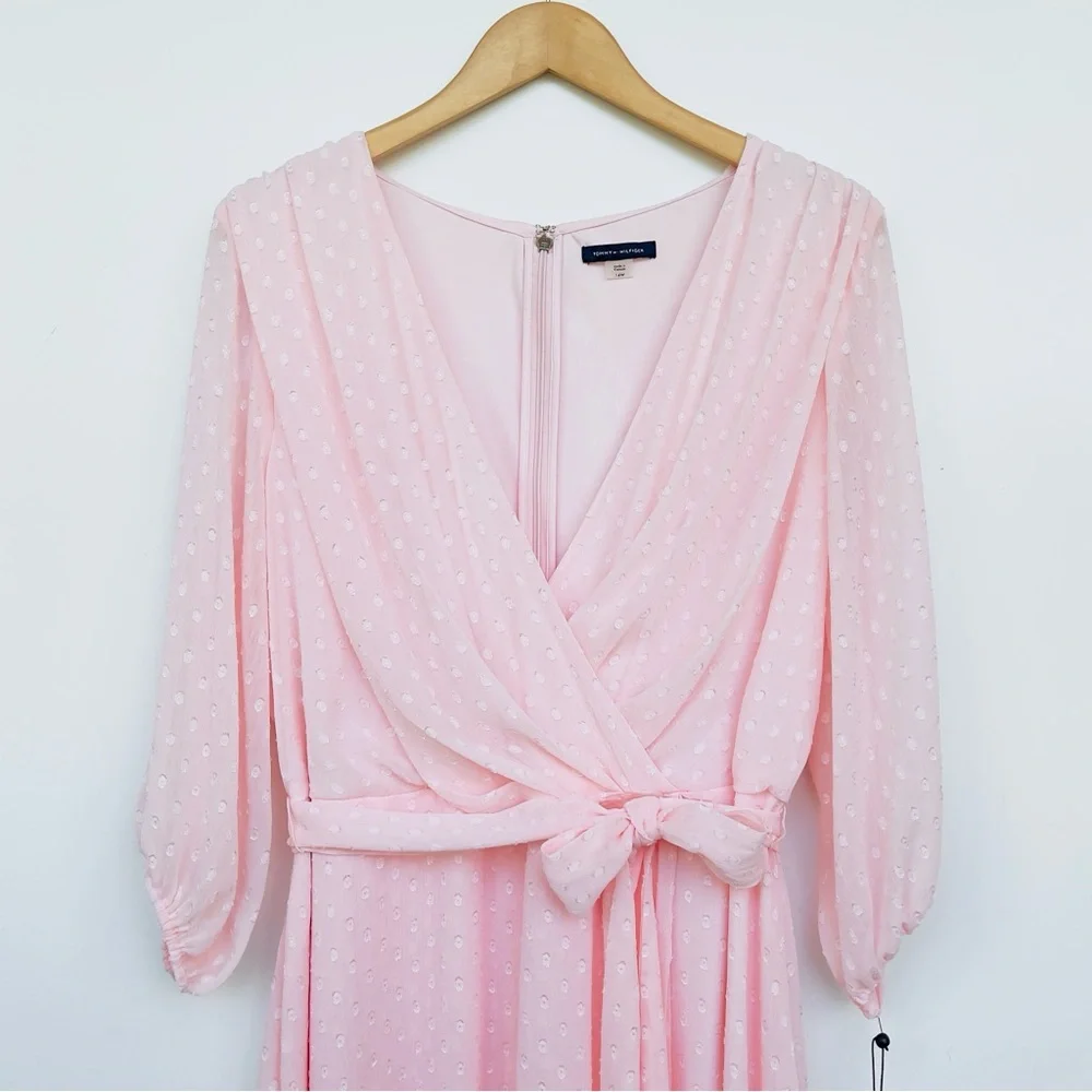 Tommy Hilfiger Pale Pink Asymmetrical Wrap Dress - Picture 8 of 12